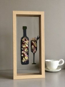 画像1: 花のボトルとカクテルグラス（ガラスフレーム） (1)